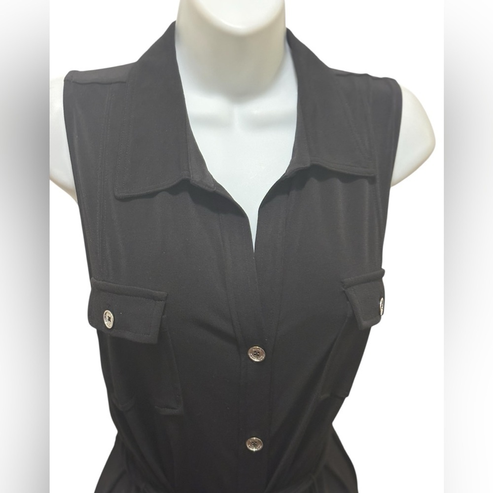 Michael Michael Kors Polo Maxi Dress Black Size XL Belted Slinky Knit Collared - Picture 2 of 9